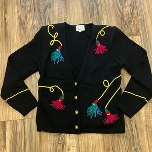 VTG Susan Bristol Cardigan Sweater Christmas Sz S